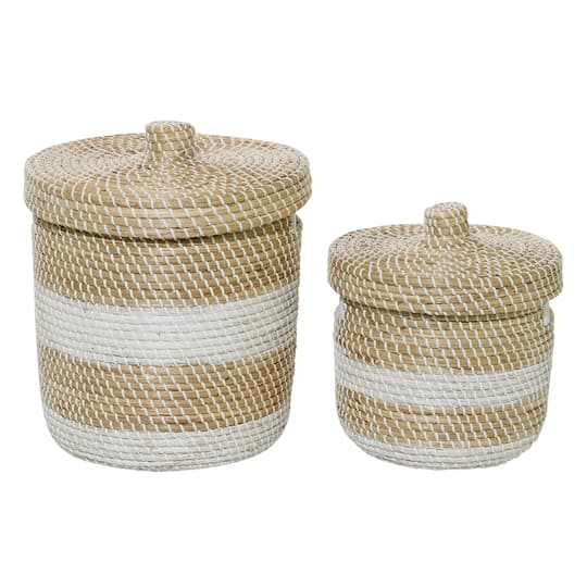 Brown Seagrass Natural Storage Basket Set